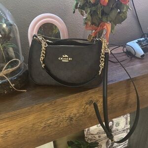 Coach Black Leather Chain Shoulder Bag